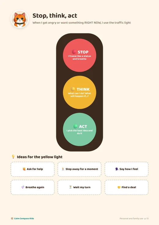 Printable emotions traffic light